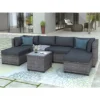 7pc Outdoor Set With Rattan Sofa & Cushions - Gray - GODEER -Garden Furniture Discounts GUEST ed3d347e 6ab5 4f08 a3e4 bc0029b01b8b