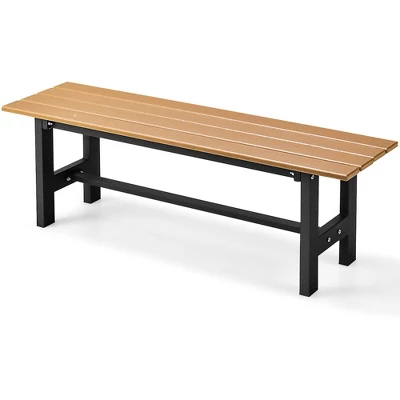 Tangkula Outdoor HDPE Bench W/ Metal Frame 47" X 14" X 16" For Yard Garden 10 Tangkula Outdoor HDPE Bench W/ Metal Frame 47" X 14" X 16" For Yard Garden - Image 8