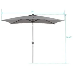 10' X 6.5' Solar LED Patio Umbrella With Tilt And Crank Lift Gray - Wellfor -Garden Furniture Discounts GUEST edae19c4 6175 4b17 9f21 1fc71a2c04be