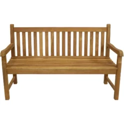 Sunnydaze Decor Sunnydaze Outdoor Solid Teak Wood With Light Stained Finish Patio Garden Bench Seat - 60" - Light Brown -Garden Furniture Discounts GUEST edf49076 b60d 4cd9 b3de 976d6b7dd05f