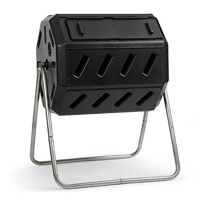 FCMP Outdoor IM4000 37 Gallon 8 Sided Plastic Dual Chamber Tumbling Composter Outdoor Elevated Rotating Garden Compost Bin, Black 5 FCMP Outdoor IM4000 37 Gallon 8 Sided Plastic Dual Chamber Tumbling Composter Outdoor Elevated Rotating Garden Compost Bin, Black - Image 3