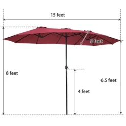 Tangkula 15 Ft Outdoor Patio Umbrella Double-Sided Shade Offset Wine Red -Garden Furniture Discounts GUEST ee8c7f1e 7aa6 4749 90df ac728372ddcd