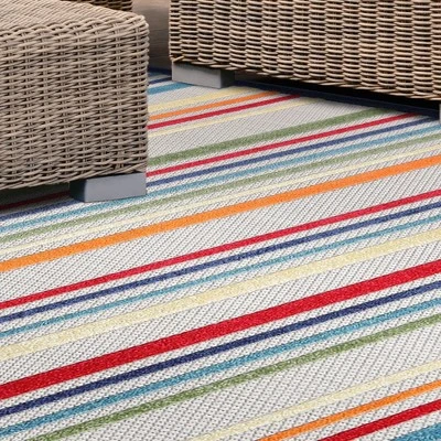 Coastal Geometric Casual Stripe Indoor Outdoor Area Rug By Blue Nile Mills 7 Coastal Geometric Casual Stripe Indoor Outdoor Area Rug By Blue Nile Mills - Image 5