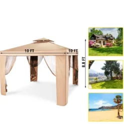 SUGIFT 10 Ft. X 10 Ft. Gazebo Tent With Mosquito Netting Outdoor Canopy Shelter -Garden Furniture Discounts GUEST ef86f27e 6278 4b6d a6d9 02636d9708da