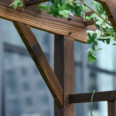 Outsunny 7' Wood Steel Outdoor Garden Arched Trellis Arbor With Natural Fir Wood & Side Panel For Climbing Vine 7 Outsunny 7' Wood Steel Outdoor Garden Arched Trellis Arbor With Natural Fir Wood & Side Panel For Climbing Vine - Image 5