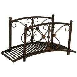 Outsunny 3.4FT Metal Arch Zen Garden Bridge With Safety Siderails, Decorative Footbridge, Delicate Floral Scrollwork For Stream, Fish Pond, Brown 9 Outsunny 3.4FT Metal Arch Zen Garden Bridge With Safety Siderails, Decorative Footbridge, Delicate Floral Scrollwork For Stream, Fish Pond, Brown -Garden Furniture Discounts GUEST f022e55b 386f 478c 833c 0390ea40019b