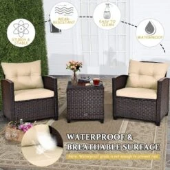 Costway 3PCS Patio Rattan Furniture Set Cushioned Conversation Set Sofa -Garden Furniture Discounts GUEST f063fe00 3595 4d7c b5f5 ff70313448e1