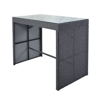 5pc Outdoor Rattan Bar Set With Stools & Cushions- Gray - WELLFOR 6 5pc Outdoor Rattan Bar Set With Stools & Cushions- Gray - WELLFOR - Image 4