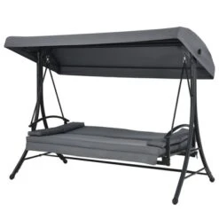 Costway Patio 3-Seat Porch Canopy Swing Converting Grey Cushion Pillow Adjust -Garden Furniture Discounts GUEST f39da1b5 b672 48ee bd6c b1d89b87a456
