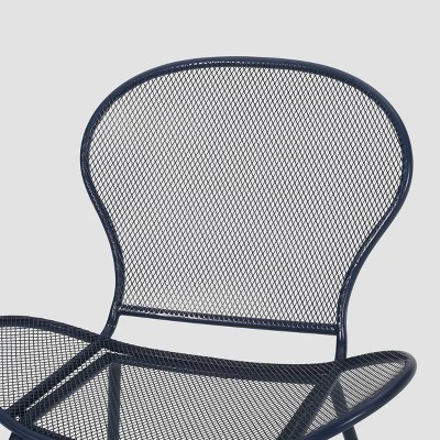 Nevada 2PK Iron Club Chair Matte Navy Blue - Christopher Knight Home 4 Nevada 2PK Iron Club Chair Matte Navy Blue - Christopher Knight Home - Image 2