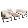 4pc Metal & Wood All Weather Patio Sectional Set - Natural - Saracina Home -Garden Furniture Discounts GUEST f449b833 16af 42b9 8980 c1fc5b48a8af