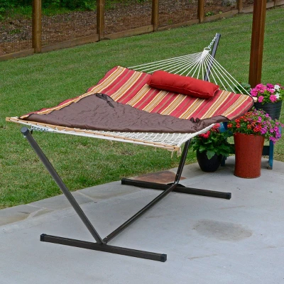 Patio 12' Hammock & Stand Set - Natural/Red/Brown 5 Patio 12' Hammock & Stand Set - Natural/Red/Brown - Image 3