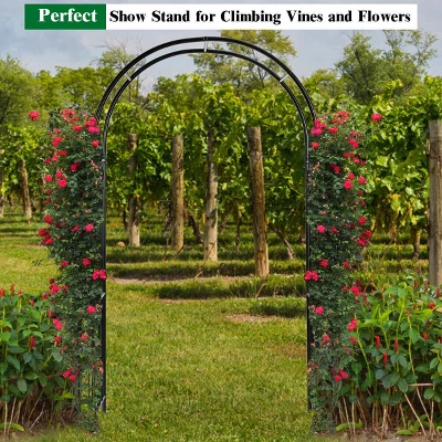 Costway 7.2Ft Garden Arch Steel Arbor Wedding Garden Decoration Climbing Plants W/Stakes 5 Costway 7.2Ft Garden Arch Steel Arbor Wedding Garden Decoration Climbing Plants W/Stakes - Image 3