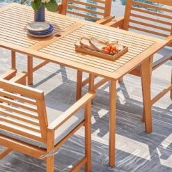 Waimea Honey Slatted Eucalyptus Wood Rectangle Patio Dining Table - Vifah -Garden Furniture Discounts GUEST f5337993 b23d 47c0 babe bbca9273c40c