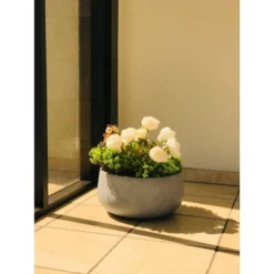 Rosemead Home & Garden, Inc. 16" Wide Kante Lightweight Outdoor Concrete Oval Bowl Decorative Planter Slate Gray -Garden Furniture Discounts GUEST f5a93059 9c6d 4884 a4e4 dc16dfc76078