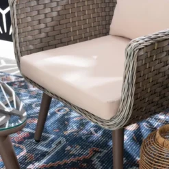 3pc Bertram Outdoor Wicker Conversation Set Gray - Linon -Garden Furniture Discounts GUEST f620484f 10af 4441 abef 1169a4b3541c