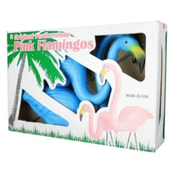 Union Products 62362 Outdoor Original Iconic Featherstone Weather Resistant Metal 24 Inch And 34 Inch Flamingo Yard Lawn Ornaments, Set Of 2, Blue