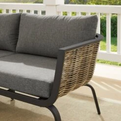 Ashby Loveseat - Gray/Black/Natural - Linon -Garden Furniture Discounts GUEST f6b9a3e9 32d7 4b08 861b ba623bfb97ed