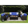 6pc Wicker Outdoor Conversation Set Royal Blue/Dark Brown - EDYO LIVING