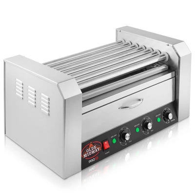 Olde Midway Electric Hot Dog Roller Grill Machine With Bun Warmer, Commercial Grade 3 Olde Midway Electric Hot Dog Roller Grill Machine With Bun Warmer, Commercial Grade