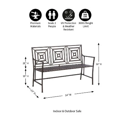 Evergreen Bronze Square Back Garden Bench 3 Evergreen Bronze Square Back Garden Bench
