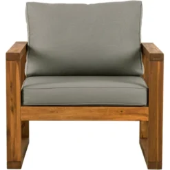 Galia 2pc Square Leg Acacia Wood Chair And Ottoman With Cushions - Brown - Saracina Home -Garden Furniture Discounts GUEST f862c995 9ccc 4778 bd23 a9d1f46b9f67