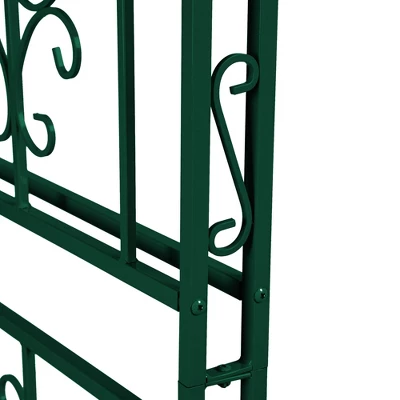 Evergreen Montebello Iron Garden Arbor With Gate, Forest Green- 53 X 84 X 23 Inches Fade And Weather Resistant Outdoor Decor 8 Evergreen Montebello Iron Garden Arbor With Gate, Forest Green- 53 X 84 X 23 Inches Fade And Weather Resistant Outdoor Decor - Image 6