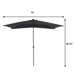 10' X 6.5' Solar LED Patio Umbrella With Tilt And Crank Lift Black - Wellfor -Garden Furniture Discounts GUEST f8dd947d ec77 4024 a2e4 0c5507fa2d79
