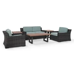 Beaufort 6pc Outdoor Wicker Conversation Set - Mist - Crosley -Garden Furniture Discounts GUEST f90636fb 5f7c 4615 8099 d3b8c22b9383