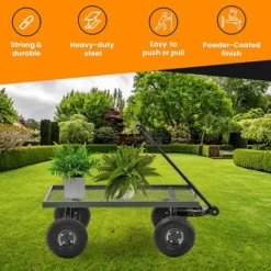 Juggernaut Carts GW3820-GR Heavy Duty Steel Frame 1000 Pound Load Capacity Outdoor Utility Garden Wagon With Pneumatic Tires, Green Finish -Garden Furniture Discounts GUEST f90aba2c bec1 4d70 8ecb ea470b424e5a