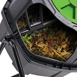 Tumbleweed 110 Liter 29 Gallon Indoor Outdoor Drum Waste Container Bin Garden Compost Tumbler With Stand And Twist Lid, Plastic, Black And Green -Garden Furniture Discounts GUEST f9490d0a 5f46 49ec 95d5 2aece4c604a2