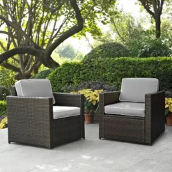 Palm Harbor 3pc All-Weather Wicker Patio Conversation Set Gray - Crosley -Garden Furniture Discounts GUEST fa0716e3 6b03 4cdb 8502 b8ec61f3bffd