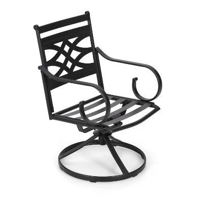 7pc Outdoor Dining Set With Svivel Chairs With Cushions & Large Metal Rectangle Table With Umbrella Hole - Captiva Designs 20 7pc Outdoor Dining Set With Svivel Chairs With Cushions & Large Metal Rectangle Table With Umbrella Hole - Captiva Designs - Image 18