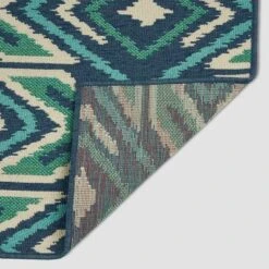 Myrtle Geometric Outdoor Rug Navy/Green - Christopher Knight Home -Garden Furniture Discounts GUEST fb516e15 7027 47d6 bc95 4285aea0fa26