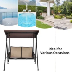 Tangkula 2-Person Patio Swing Seat Outdoor Porch Swing All Weather Hammock W/Canopy & Storage Pockets Brown 9 Tangkula 2-Person Patio Swing Seat Outdoor Porch Swing All Weather Hammock W/Canopy & Storage Pockets Brown -Garden Furniture Discounts GUEST fc95e9b2 0eb3 4685 b83b d49af2414c26