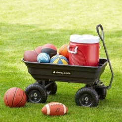 Gorilla Carts 600 Pound Capacity Heavy Duty Poly Garden Landscape Outdoor Yard Hauling Utility Wagon Dump Cart With 10 Inch Pneumatic Tires, Black -Garden Furniture Discounts GUEST fddb7740 6b06 47d2 bd05 c09fc72fdd17