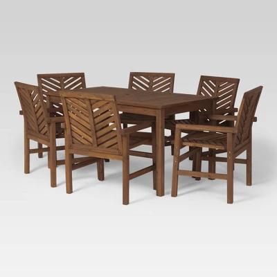 7pc Slatted Chevron Acacia Patio Dining Set - Saracina Home 4 7pc Slatted Chevron Acacia Patio Dining Set - Saracina Home - Image 2