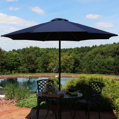 Sunnydaze Decor Sunnydaze Outdoor Aluminum Solution-Dyed Sunbrella Patio Umbrella With Auto Tilt And Crank - 9' 3 Sunnydaze Decor Sunnydaze Outdoor Aluminum Solution-Dyed Sunbrella Patio Umbrella With Auto Tilt And Crank - 9'