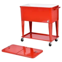 Costway 80-quart Cooler Beer Cart Outdoor Entertaining Rolling Party Steel Bar Bistro -Garden Furniture Discounts GUEST ffba26c5 d083 4e76 9490 0d5515e45125