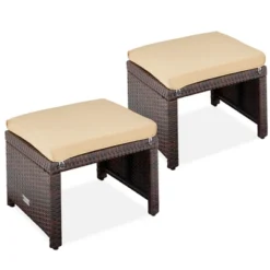 Best Choice Products Set Of 2 Multipurpose Patio Wicker Ottomans W/ Removable Cushions, Steel Frame -Garden Furniture Discounts GUEST ffe3540c 1362 4365 9815 b0b83c74a63c